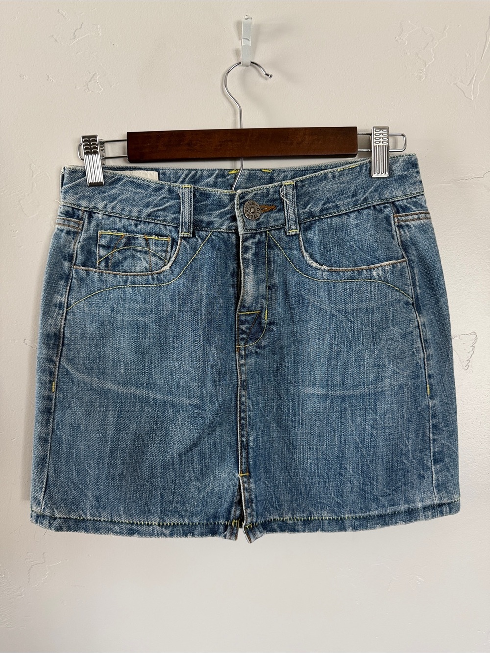 Vintage Olive Classic Denim Mini Skirt in Light Blue